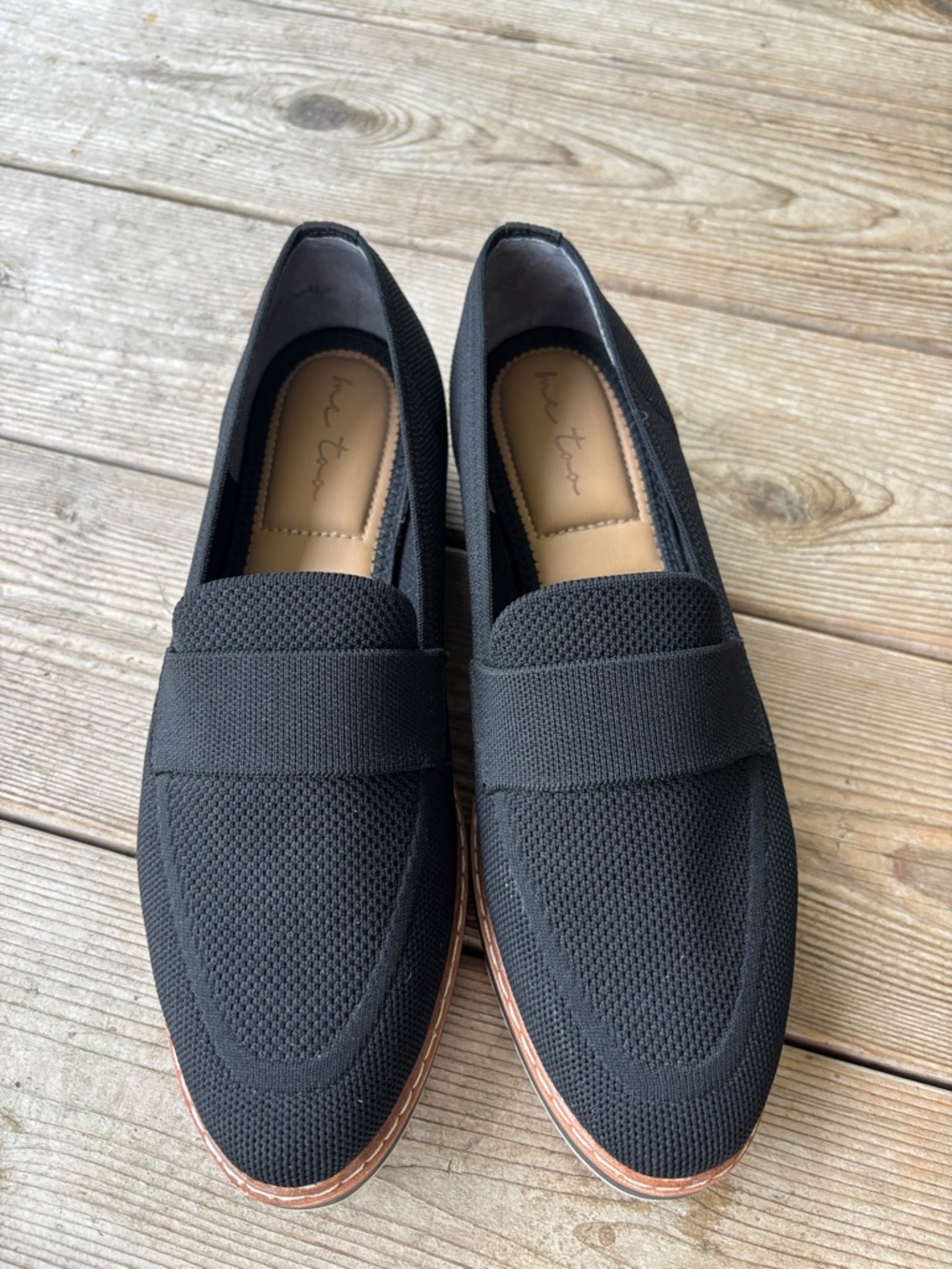 Black Knit Loafers - Slip-On Comfort. Size 9.5